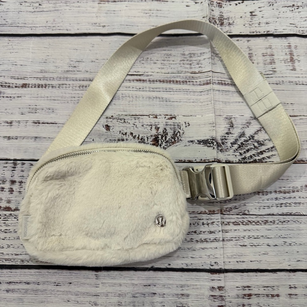 Lululemon fuzzy cream belt bag